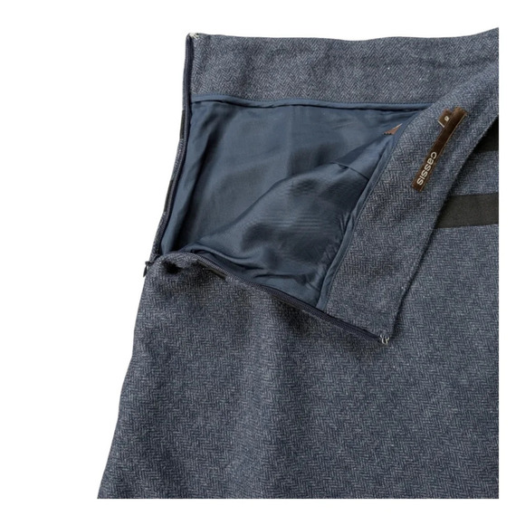 Cassis Wool Blend A-Line Full Skirt Fringe Embroidery Gray Black 6 - Picture 7 of 8